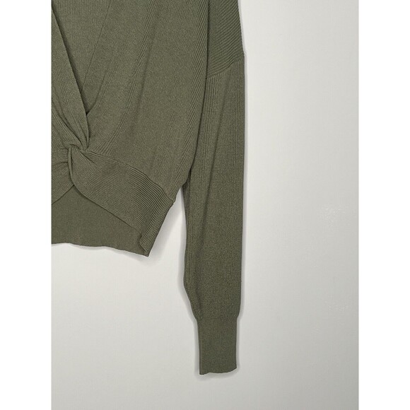 Juniper Blu Top Women’s Small Green V Neck Pullover Long Sleeve Sweater - Picture 3 of 14